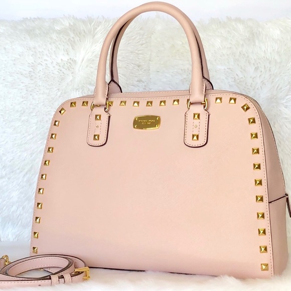 Michael Kors Handbags - 🌟Michael Kors Blush Pink Studs Leather Satchel